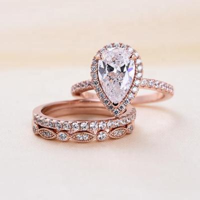 China 2021 CLASSIC Design Luxury Women Profession Rose Gold Plating High Carbon Diamond 11*7mm 925 Sterling Silver Ring for sale