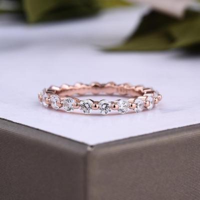 China Best Selling Trendy Minimalist Opal Sterling Silver Wedding Bands Zircon Eternity Stack Rings For Women for sale