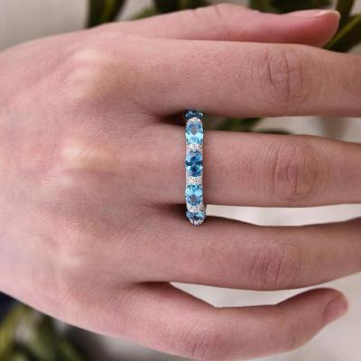 China Cool Featured FASHIONABLE Supplier Trend Sapphire Stack Zircon 925 Sterling Silver Opal Rings for sale