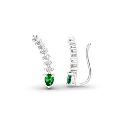 China Other Made in China 925 Sterling Silver Custom Jewelry Pear Tail Cut Emerald Green Diamond Earrings for sale