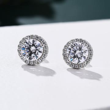 China Other High Carbon Diamond S925 Sterling Silver Simple White Gold Ear Studs New Jewelry Earrings for sale