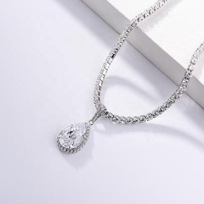 China New Arrival S925 Sterling Silver Pear Cut 10*15mm Pendant 5.0 Carat CLASSIC High Carbon Drop Shaped Diamond Necklace for sale