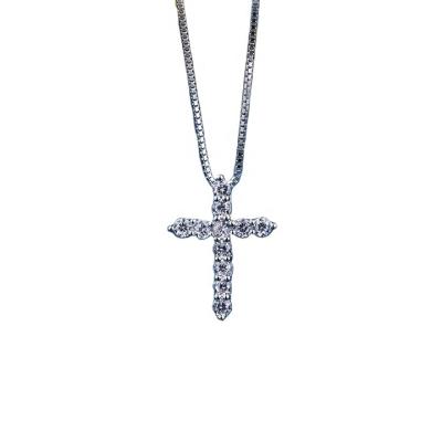 China 2021 New Product 925 Pure White High Carbon Diamond Necklace Simple Design Cross Pendant Necklace For Women Or Men for sale