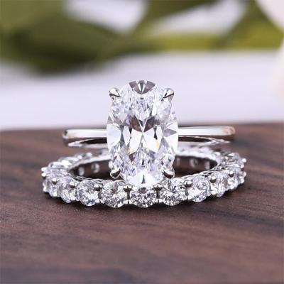 China TRENDY 925 Sterling Silver 2 Carat Good Quality Classic Moissanite Engagement Wedding Ring Women for sale