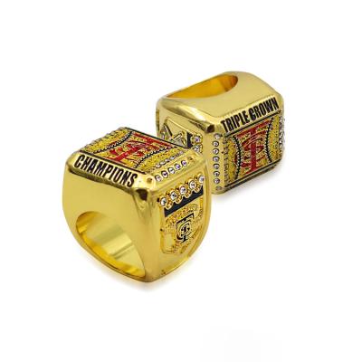 China CLASSIC Customized Triple Crown Shinny Gold Championship Rings for sale