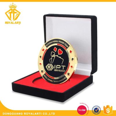 China Europe High Quality Custom Casino Challenge Coin in Velvet Gift Box for sale