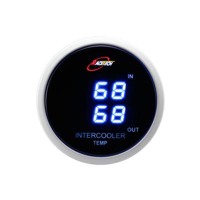 China 52mm Universal Smoke Lens Blue Digital LED Display Dual In And Intercooler Temp Gauge 52mm for sale