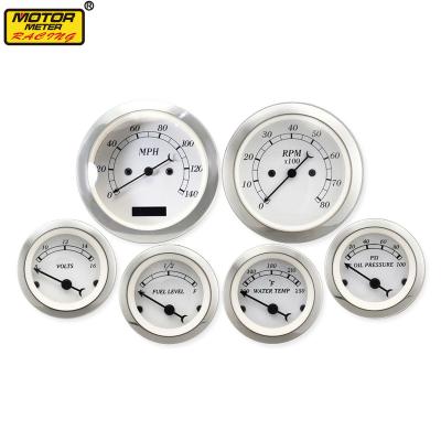 China 85mm 52mm elem. elect. White Black Dial Classic Needle Gauge Set M/H For Automotive Inch 85mm (3-1/3) / 52mm (2-1/16 Inch) for sale