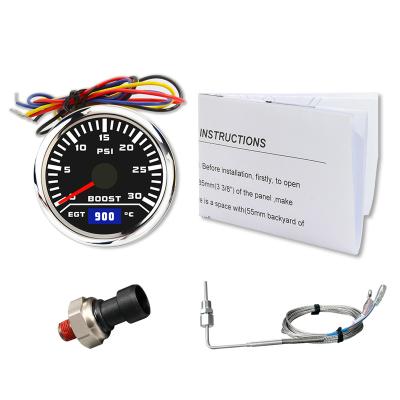 China Universal White Automotive/CAR 52mm LED JPT Thrust Gauge Pyrometer 900C JPT Combo Electric Gauge For Diesel Engine for sale