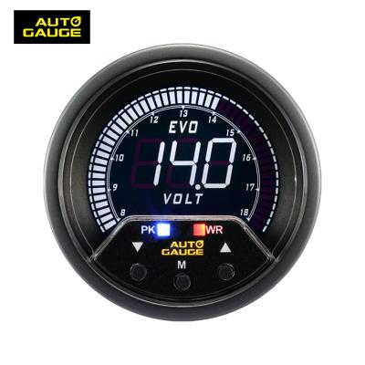 China Car Volt Gauge 60mm Black Face Lens 4 Clear Colors In A Blue/Red/White/Green Digital LCD Display Volt Gauge With Peak For Universal Vehicles for sale