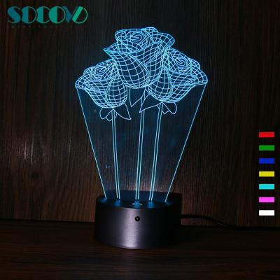 China Customized Led Night Lights 7 Color Modern Visual Environment Optical Love Gift 3d Illusion Night Light Acrylic Lamp for sale