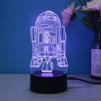 China Modern Portable Illusion 3D LED Lamp Novelty Creative Home Decorative Rocket Model LED Night Lights for sale