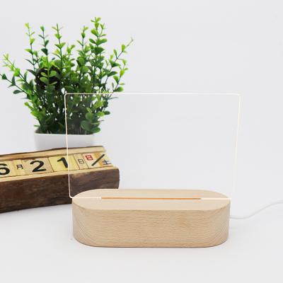 China Eco-Friendly Hot Sale DIY White Plate Table Acrylic Night Light Wooden Lamp For Baby for sale