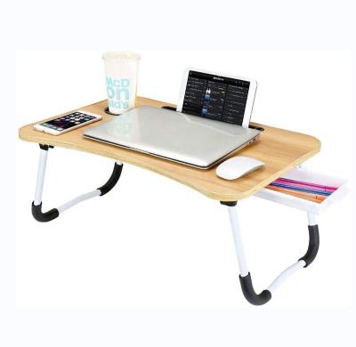 China Foldable Folding Bed Tray Table Space Saving Laptop Table Stand with Foldable Cup Slot Reading Stand Legs for Writing and Reading for sale