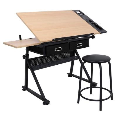 China Modern Adjustable Table Desk Writing Table Height Drawing Table Top/Folding Stool and Storage Drawer for Reading,Writing for sale