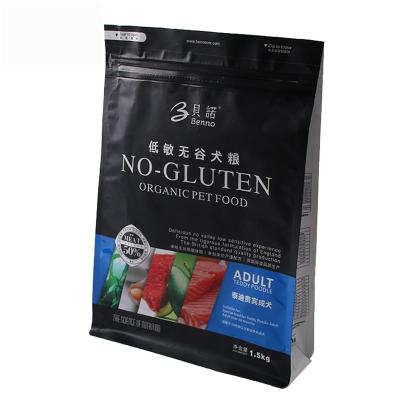 China Black Moisture Proof Stand Up Printing Bags Flat Bottom Zipper Plastic Dog Food Pet Pouch Packing Bag for sale