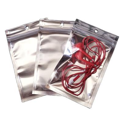 China BIODEGRADABLE Custom Plastic Clear Zipper Electronic Accessories Earphone Packaging Bag for sale