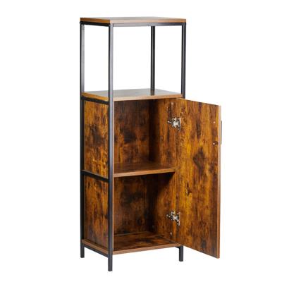 China AmoyGlong Brown Wholesale Rustic Modern Industrial Style Wood And Metal Book Shelves Standing Vintage Book Shelves Cabinet Unit For Home for sale