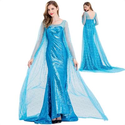 China Breathable Eco-Friendly Women Christmas Party Dress Up Costume Adult Halloween Cosplay Elsa Princess Dress Costume For for sale