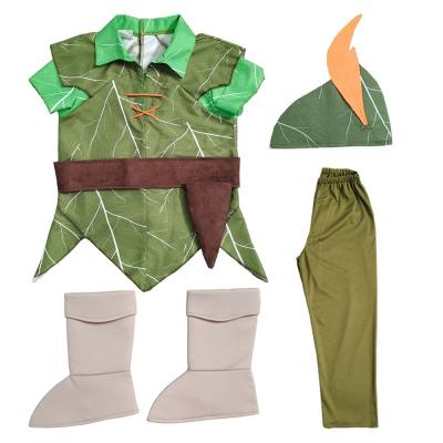 China Green Party Peter Pan Popular Christmas Fairy Halloween Boy Cosplay Costume Soft Eco-friendly Material for sale