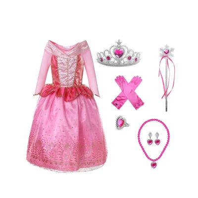 China Eco-friendly Soft Material Girls Cosplay Carnival Children's Costume Collection Princess Sleeping Beauty Aurora Dress Birthday Party Christmas for sale