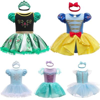 China Eco-friendly Soft Material White Princess Dress Christmas Carnival Cosplay Party New Year Elsa Anna Baby Girls Snow Costumes for sale