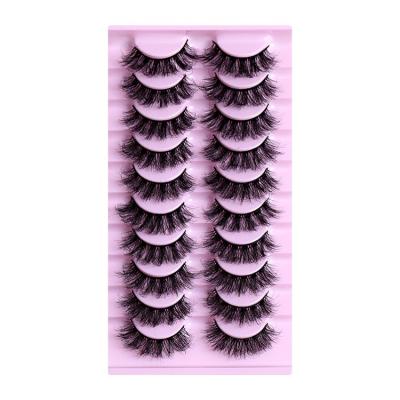 China China Manufacture 10pairs Professional False Eyelashes Fluffy Hand Made Lashes With Custom Packing for sale