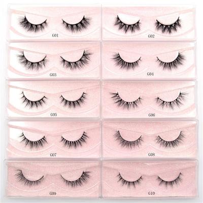 China Very Soft Criss Cross Straight Mink Eyelashes Natural Eyelashes Short Mink Lashes Extension 8-13mm Makeup 3D Strands Mink Lashes Natural False Eyelashes for sale