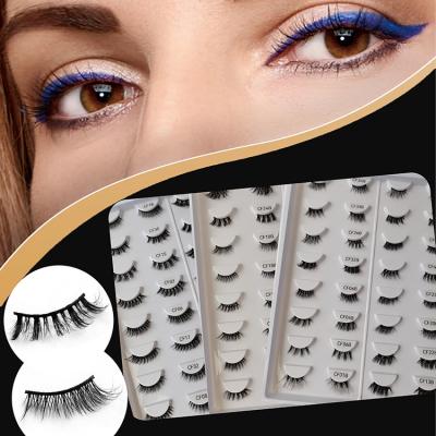 China Very Soft and Natural Styles 2022 Most Popular Short Lashes Corner Half With Small Lashes Faux Mink Custom Half Lashes Packaging Box for sale