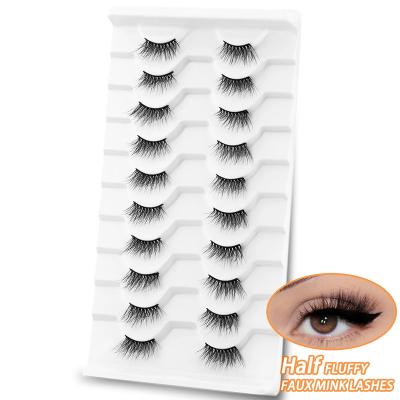 China Very Soft and Natural Styles 10 Pack Half False Eyelashes Natural Handmade Faux 3D Eye Lashes Mink Lashes Makeup Tools Reusable for sale