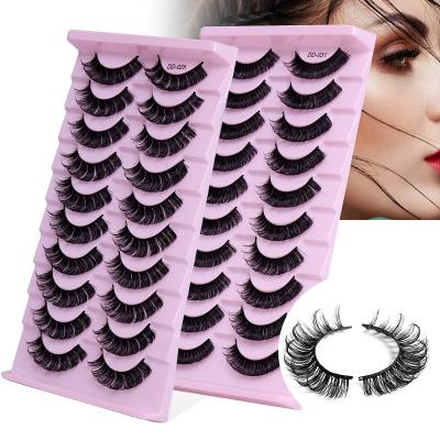 China Very Soft Multilayer False Eyelash Extensions Loop Double Density Winged Russian False Eyelashes Custom Packing Strip Eyelashes for sale