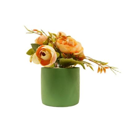 China PE Artificial succulent flowers in modern concrete pot modern home decor Faux potted Greenery for sale