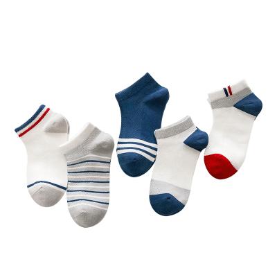 China 2019 Hot Sale 100% Cotton Spring Summer Girls Boys Antibacterial Striped Ankle Chain Sports School Socks For Kids for sale