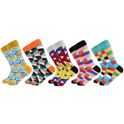 China Antibacterial hot sale casual men's socks men or women thongs new Autumn And Winter Plaid business cotton multicolor socks retro for sale