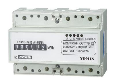 China Direct Connection Four Wire Electricity Din Rail Three Phase Energy Meter for sale