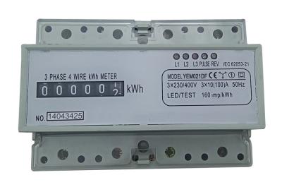 China Small Volume Accuracy Class1.0 3 Phase Electricity Meter 35mm Din Rail With Counter 6 Display for sale