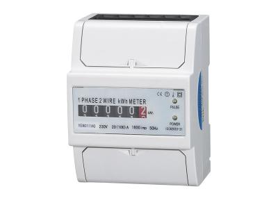 China Din Rail Kilowatt Power Single Phase Energy Meter / Kwh Meter YEM011AG-N PC for sale