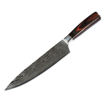 China 8 Inch Laser Damascus Pattern Full Flavor Professional Disposable Forged Professional Super High Carbon German German High Carbon Knife for sale