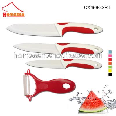 China Homesen 4 Pcs Disposable Ceramic Knife With Red And White Double Handle for sale