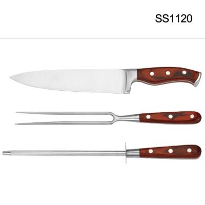 China Hot Selling Homesen Sharp Blade 3pcs Chief Kife Withknife Set Sharpener, Fork Kitchen Knife Set With Custom Box 3