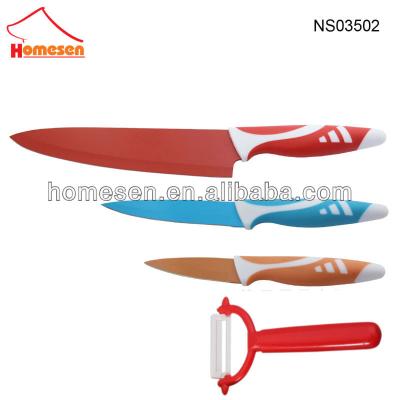 China Disposable Homesen Non Stick 4pcs Colorful Knife Set for sale