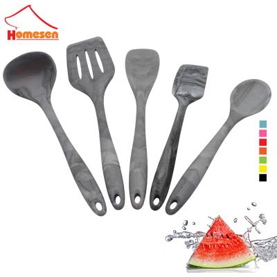 China Homesen Viable 5 Piece Cookware Set with Marbling Printing, 5 Piece Silicone Cookware Set for sale