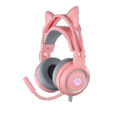 China Powerful Bass Gaming Headset G25 Cat Ear Headphones With Microphone 3.5mm USB Stereo Plug Noise Canceling For PS4 PS5 XBOX PC Game Headphones for sale