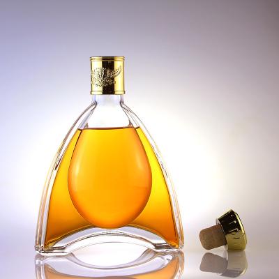 China Distillery Latest Design 750ml Glass Brandy Bottle With Cork International Standard for sale