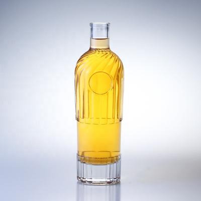 China Brandy China Factory Wholesale Unique Shape Flint Glass Carving Design Free Super Sample 700ml750ml Brandy Bottle Factory Price for sale