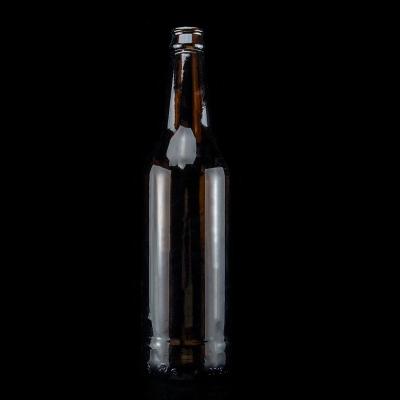 China Wholesale Single Glass Spray 500ml 700ml High Quality Dark Brown Beer Wine Design Round Flat Bottle for sale