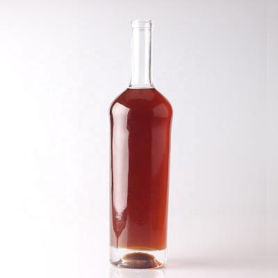 China Hot Selling Wine Neck Flat Finish 500ml Wine Bottles Cylinder Long Shape Empty Thick Base Glass Bottle For Whiskey for sale