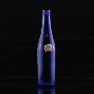 China Blue 350ml 750ml Beverage Glass Bottles Spray Painted Black Glass Vodka Lye Glass Bottle For Sale for sale