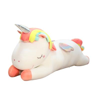 China Custom Soft Plush Shaped Rainbow Unicorn Pillow Large Sleep Plush Toy for sale