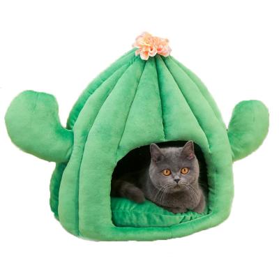 China Cute Pet Use Pet Bed Sofa Cactus Cat Dog Nest Plush House for sale